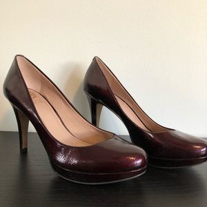 Vince Camuto platform red patent leather heel